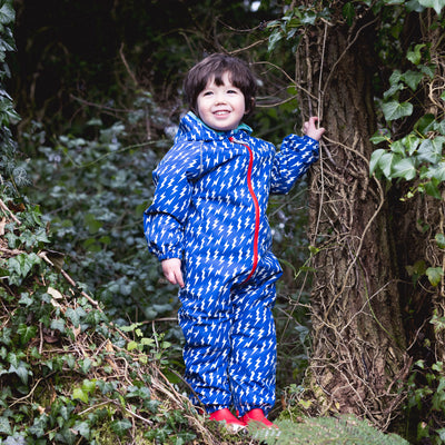 EcoSplash Waterproof Fleece Lined Puddle Suit Blue Lightning